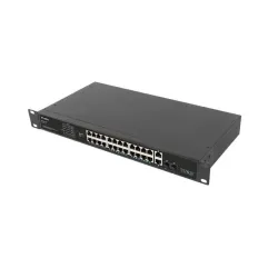 Switch niezarządzalny Lanberg 24x 100Mb PoE+/2x Combo Rack 19" Gigabit