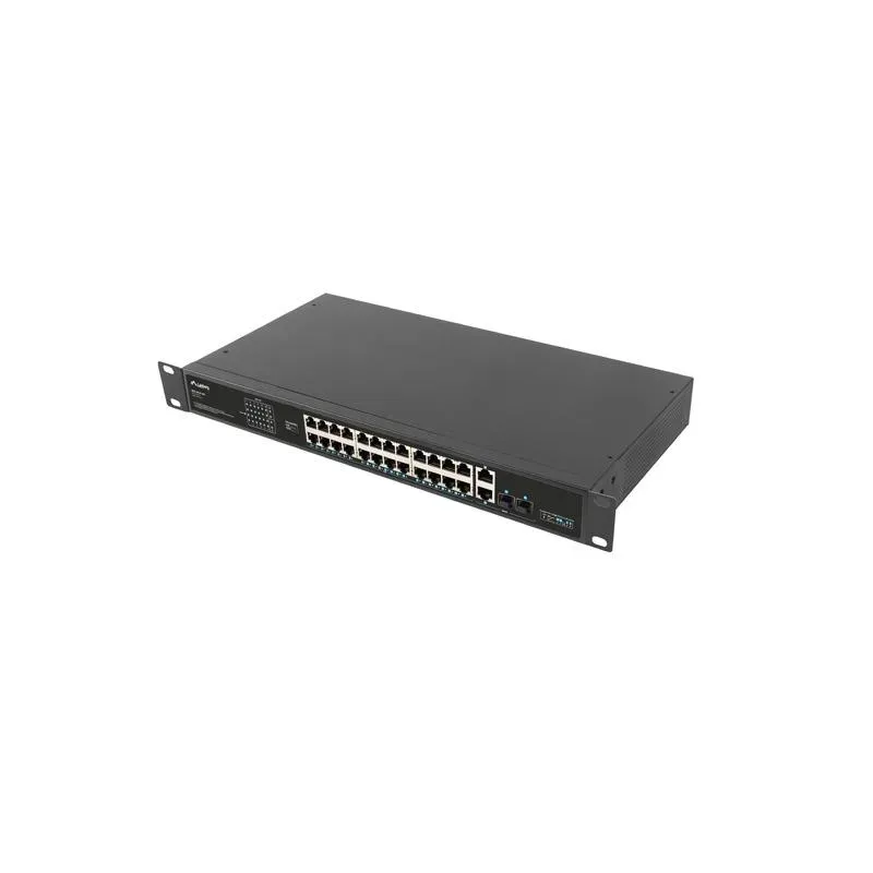 Switch niezarządzalny Lanberg 24x 100Mb PoE+/2x Combo Rack 19" Gigabit