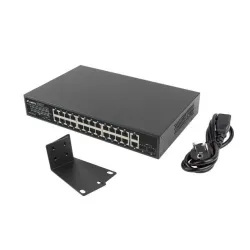 Switch niezarządzalny Lanberg 24x 1Gb PoE+/2x Gb 2x SFP Rack 19" Gigabit