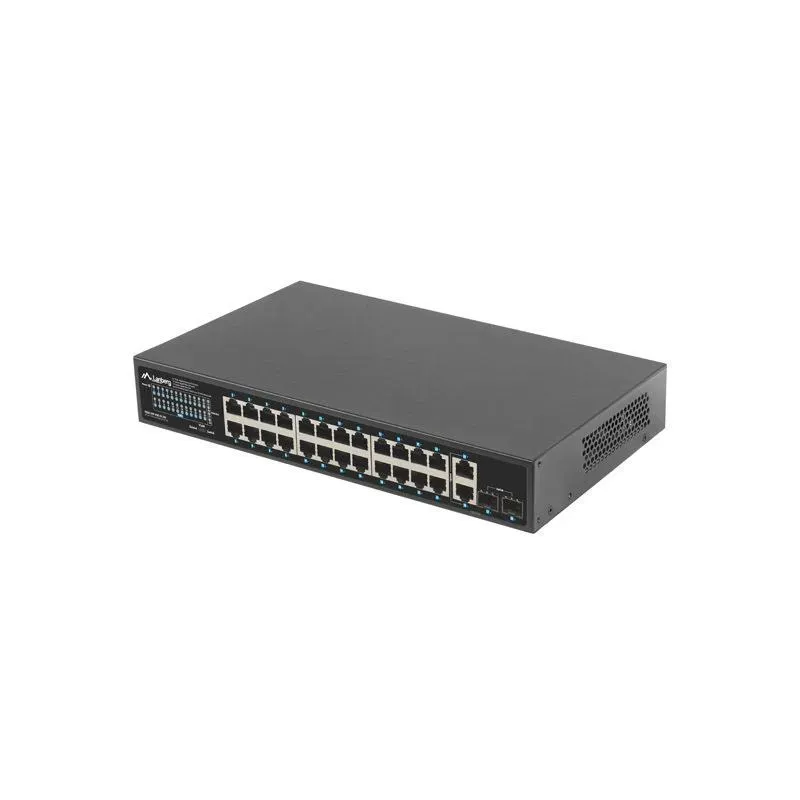Switch niezarządzalny Lanberg 24x 1Gb PoE+/2x Gb 2x SFP Rack 19" Gigabit