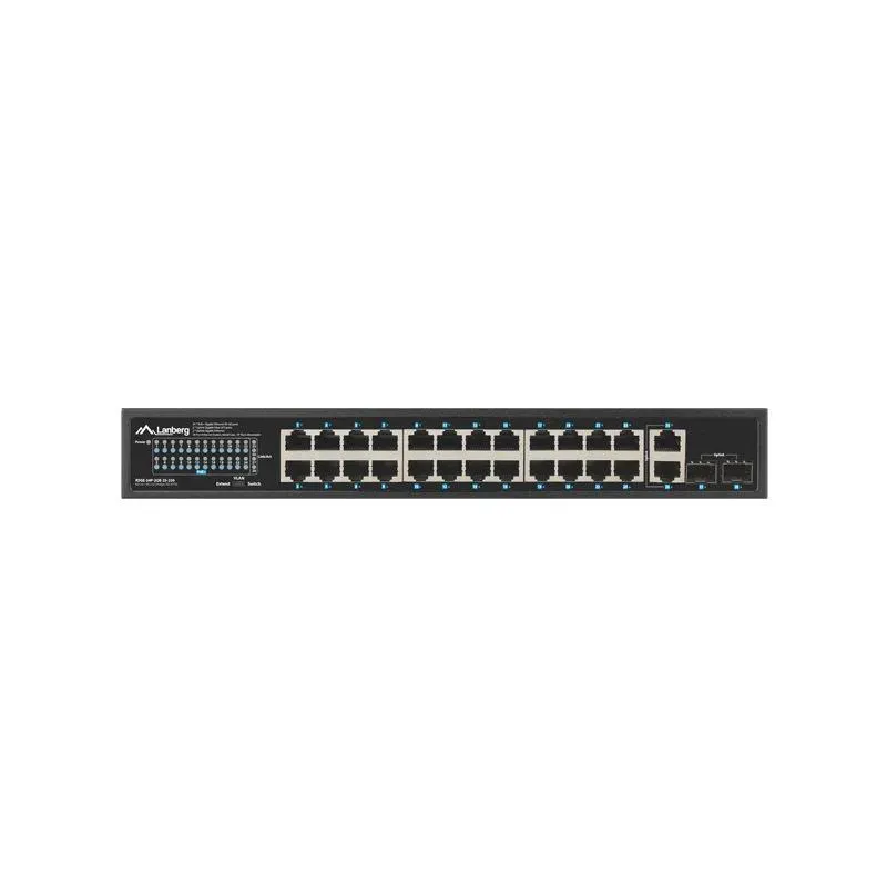 Switch niezarządzalny Lanberg 24x 1Gb PoE+/2x Gb 2x SFP Rack 19" Gigabit