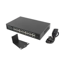 Switch niezarządzalny Lanberg 24x 1Gb PoE+/2x Gb 2x SFP Rack 19" Gigabit