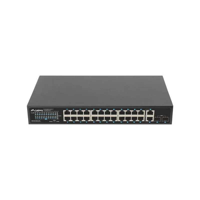 Switch niezarządzalny Lanberg 24x 1Gb PoE+/2x Gb 2x SFP Rack 19" Gigabit