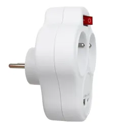 Gniazdko prądowe Maclean MCE336 E, rozgałęźnik z 2 gniazdami i USB A/C