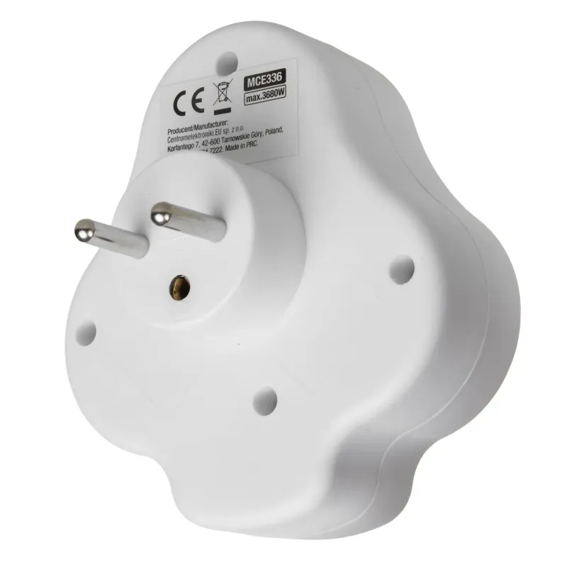 Gniazdko prądowe Maclean MCE336 E, rozgałęźnik z 2 gniazdami i USB A/C