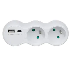 Gniazdko prądowe Maclean MCE339 E, rozgałęźnik z 2 gniazdami, 2x USB A/C,
