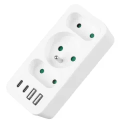 Gniazdko prądowe x3 + 4xUSB Maclean MCE248 F/W, rozgałęźnik z 3 gniazdami,