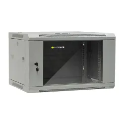 Szafa wisząca 19" Netrack, 6U/600x450mm – szary, drzwi szklane, otwierane