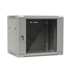 Szafa wisząca 19" Netrack, 9U/600x450mm – szary, drzwi szklane, otwierane