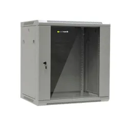 Szafa wisząca 19" Netrack, 12U/600x450mm - szary, drzwi szklane, otwierane