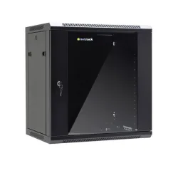 Szafa wisząca 19" Netrack, 12U/600x450mm - czarny, drzwi szklane, otwierane