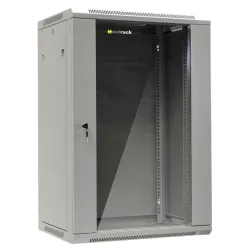 Szafa wisząca 19" Netrack, 18U/600x450mm - szary, drzwi szklane, otwierane