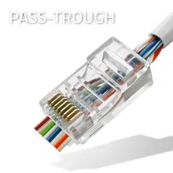 Wtyk QOLTEC przelotowy złącze RJ45 | CAT5e | UTP | Pass Through | Pozłacane