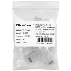 Wtyk QOLTEC złącze modularne RJ45 | CAT5e | UTP | Pozłacane styki | 10