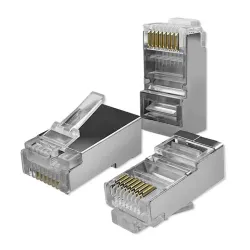 Wtyk QOLTEC przelotowy złącze RJ45 | CAT6 | FTP | Pass Through | Pozłacane