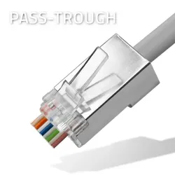 Wtyk QOLTEC przelotowy złącze RJ45 | CAT6 | FTP | Pass Through | Pozłacane