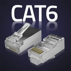 Wtyk QOLTEC przelotowy złącze RJ45 | CAT6 | FTP | Pass Through | Pozłacane