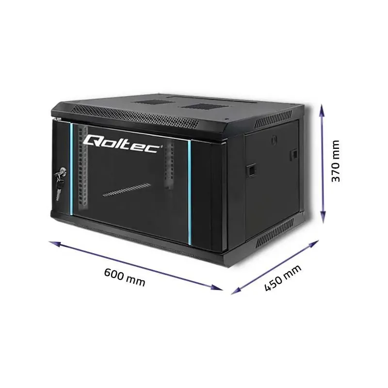Szafa RACK Qoltec 19" | 6U | 450x600x370 | Czarna | Wisząca