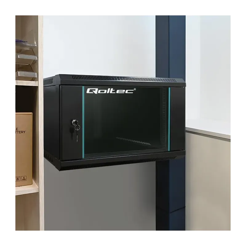 Szafa RACK Qoltec 19" | 12U | 450x600x635 | Czarna | Wisząca