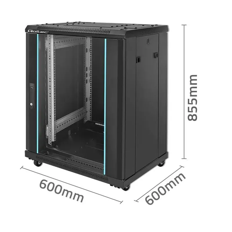 Szafa RACK Qoltec 19" | 15U | 600x600x855 | Stalowa obudowa