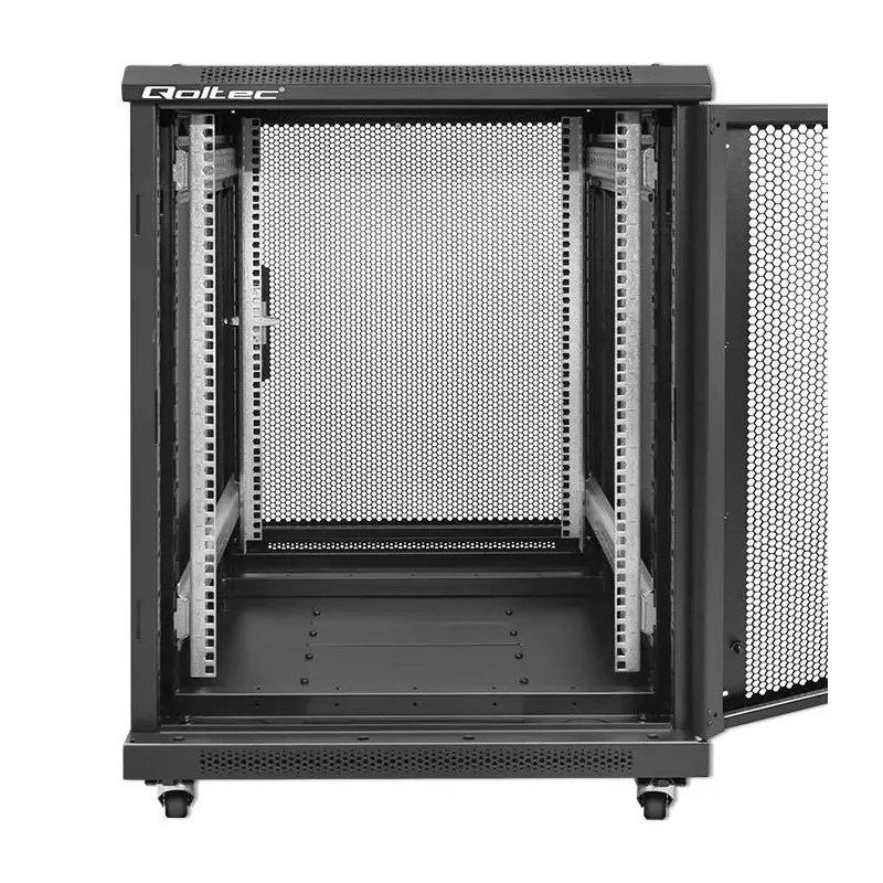 Szafa RACK Qoltec 19" | 15U | 600x600x855 | Perforowane drzwi | Stalowa
