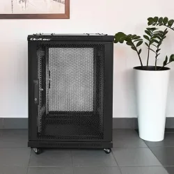 Szafa RACK Qoltec 19" | 15U | 600x600x855 | Perforowane drzwi | Stalowa