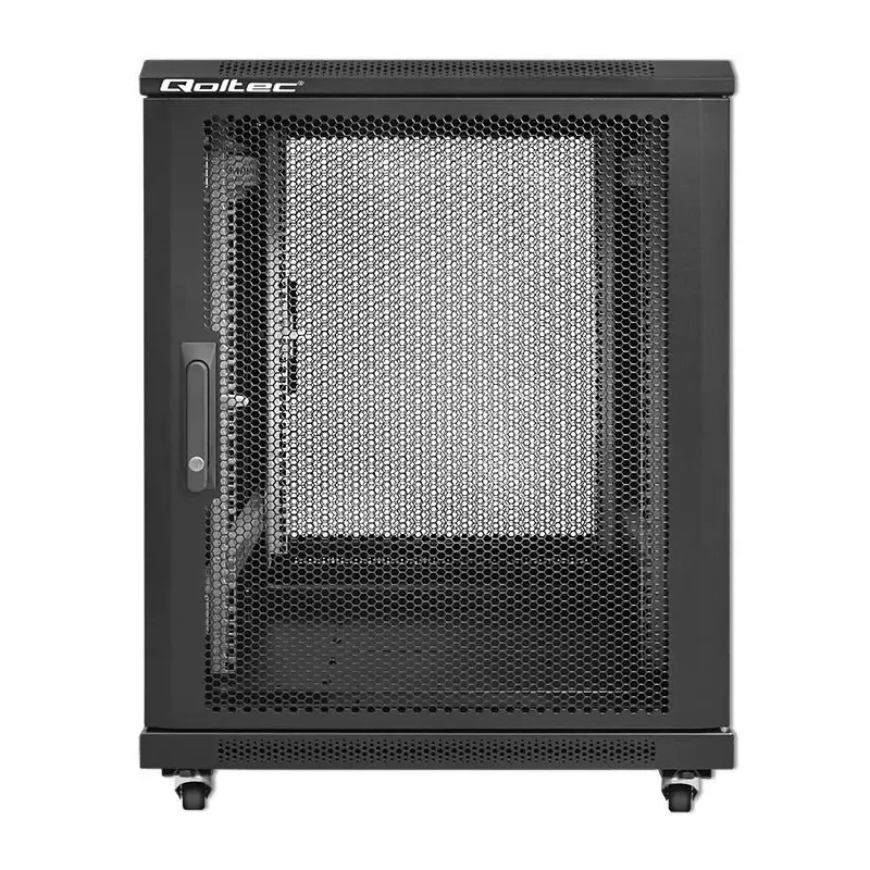 Szafa RACK Qoltec 19" | 15U | 600x600x855 | Perforowane drzwi | Stalowa