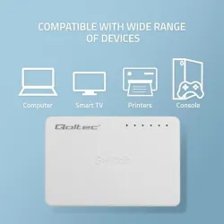 Switch niezarządzalny Qoltec przełącznik sieciowy 5 x port RJ45 | 1000Mbps