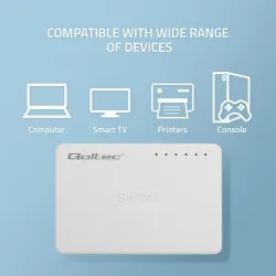 Switch niezarządzalny Qoltec przełącznik sieciowy 5 x port RJ45 | 100Mbps |