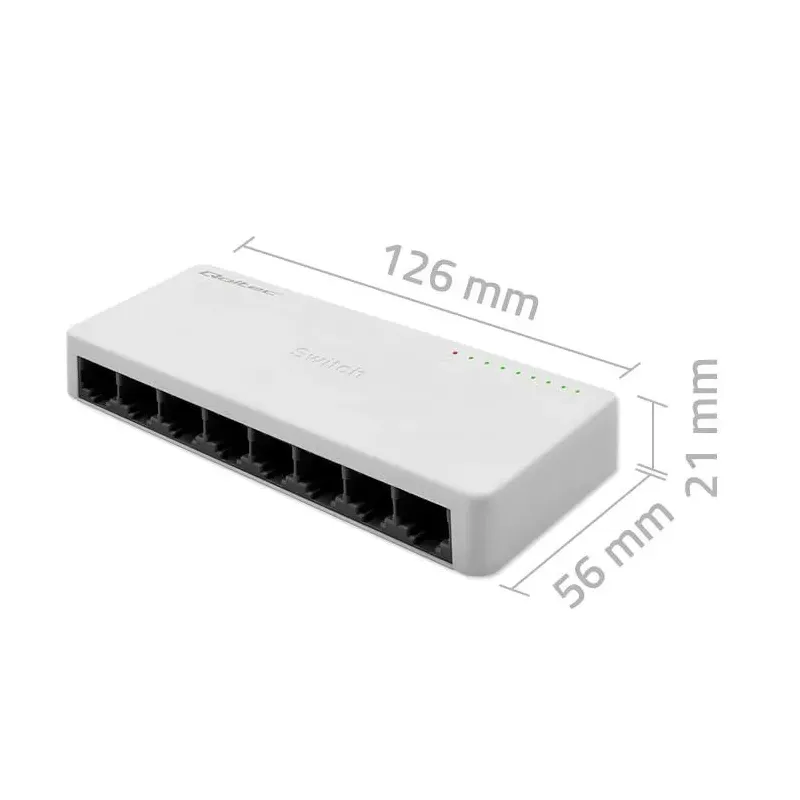Switch niezarządzalny Qoltec przełącznik sieciowy 8 x port RJ45 | 100Mbps |