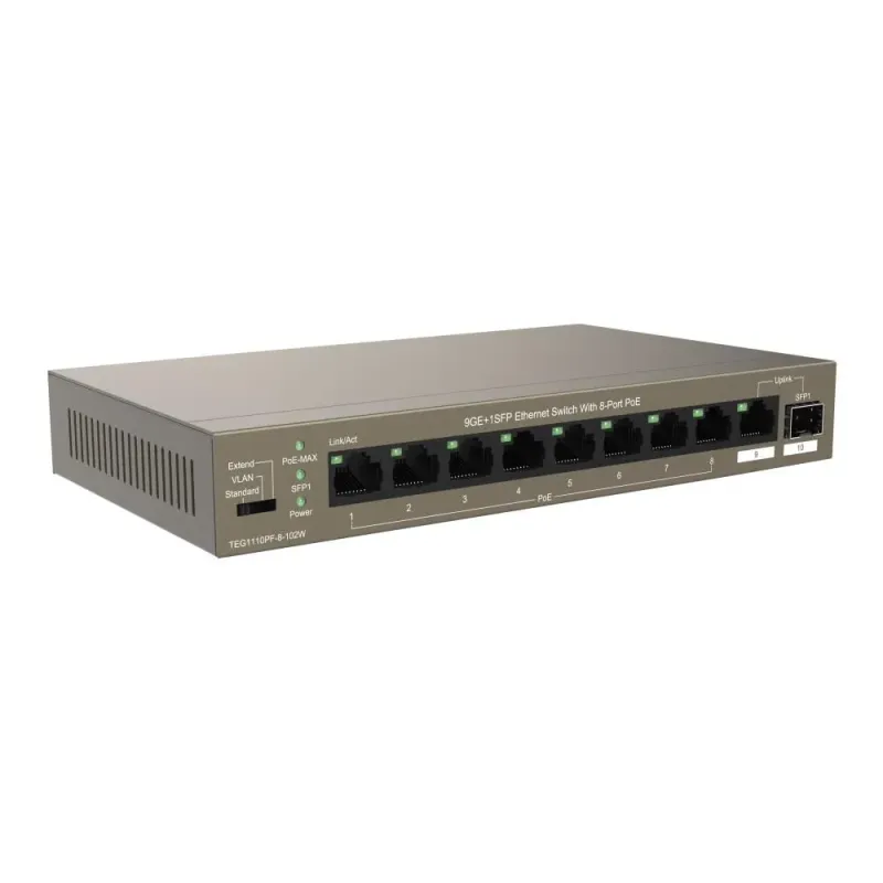 Switch niezarządzalny Tenda TEG1110PF-8-120W 9x1GbE 1xSFP PoE