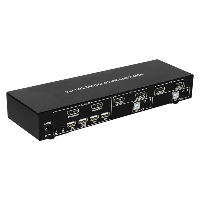 Przełącznik KVM Techly 2-portowy DisplayPort/USB 2x1 Dual Head Video