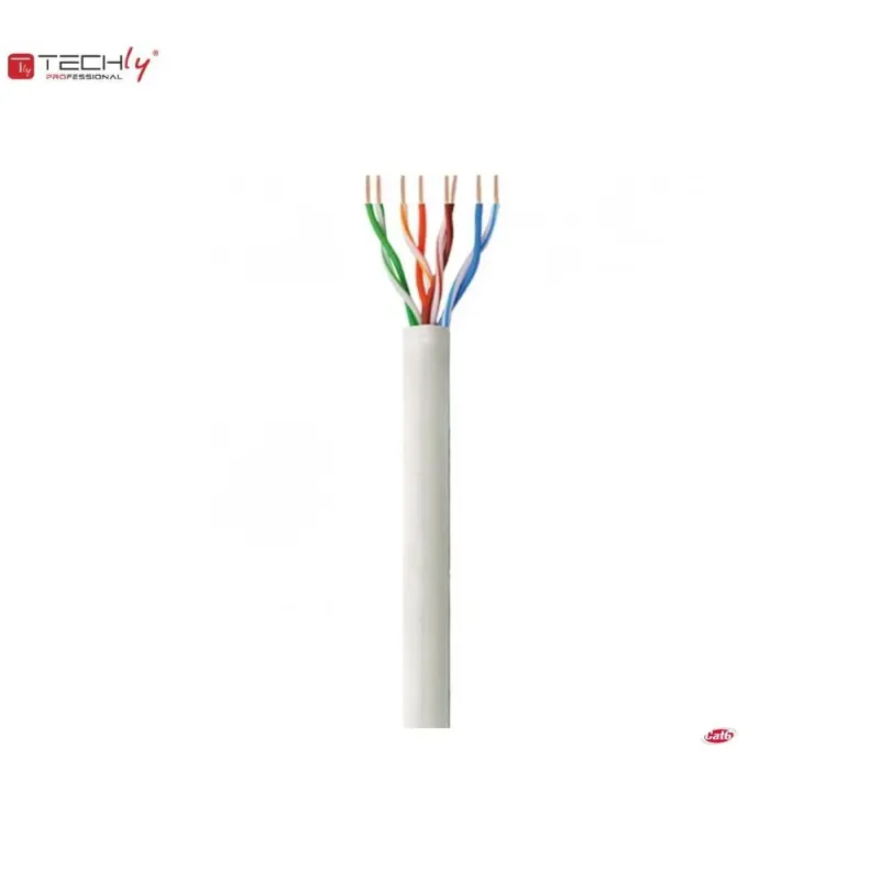 Kabel instalacyjny TechlyPro skrętka Cat6 UTP 4x2 drut CCA 305m, szary