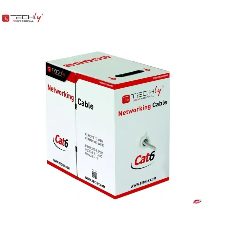 Kabel instalacyjny TechlyPro skrętka Cat6 UTP 4x2 drut CCA 305m, szary