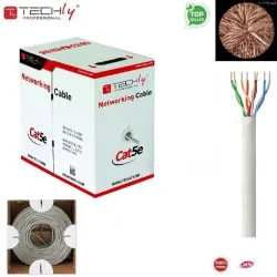 Kabel instalacyjny TechlyPro 100% miedź skrętka Cat5e UTP 4x2 linka 305m,