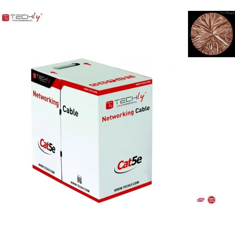 Kabel instalacyjny TechlyPro 100% miedź skrętka Cat5e UTP 4x2 linka 305m,
