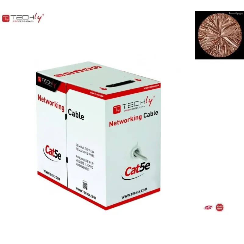 Kabel instalacyjny TechlyPro 100% miedź skrętka Cat5e UTP 4x2 linka 305m,