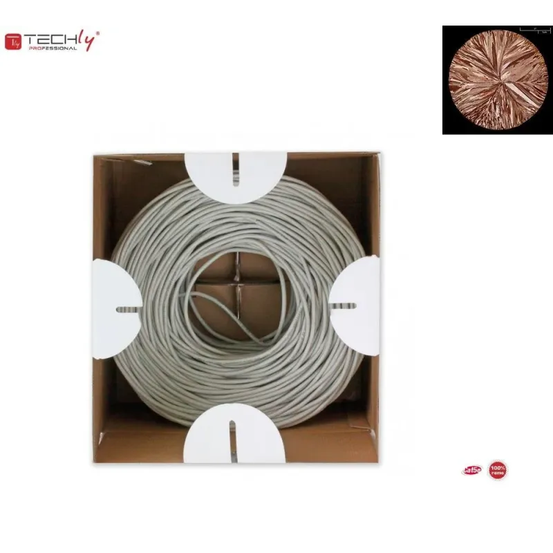 Kabel instalacyjny TechlyPro 100% miedź skrętka Cat5e UTP 4x2 linka 305m,