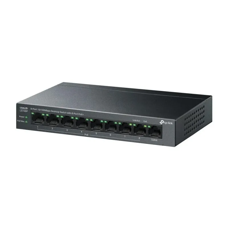 Switch niezarządzalny TP-Link LS109P 9x100 8x PoE+ 63W | PartsPC.pl