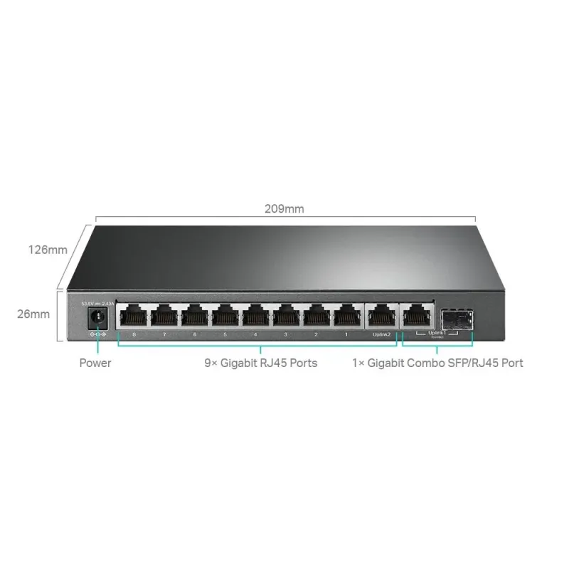 Switch zarządzalny TP-Link TL-SG1210MPE Easy Smart 9x10/100/1000 (8xPoE+),