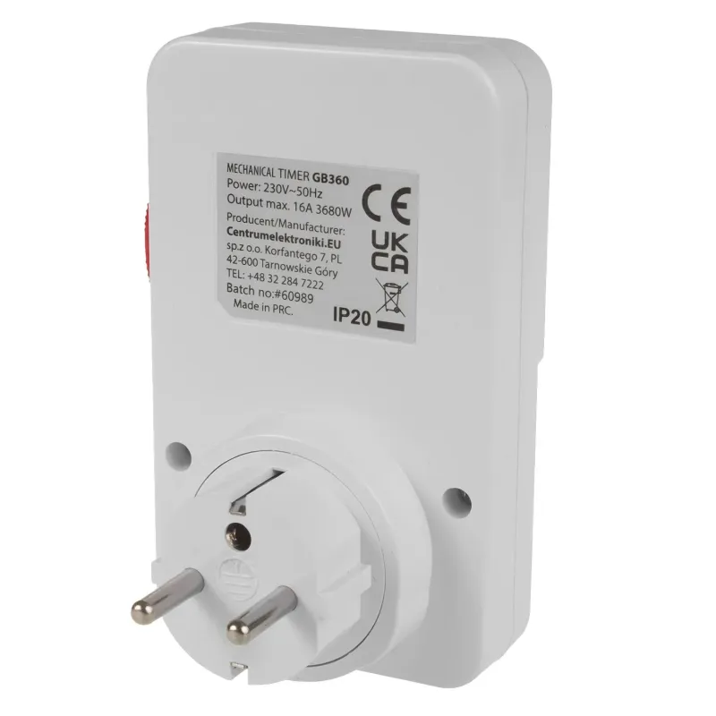 Włącznik czasowy timer mechaniczny GreenBlue GB360 E, 48 programów, max.