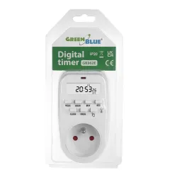 Włącznik czasowy timer cyfrowy GreenBlue GB362 E, max. obciążenie 16A, IP20