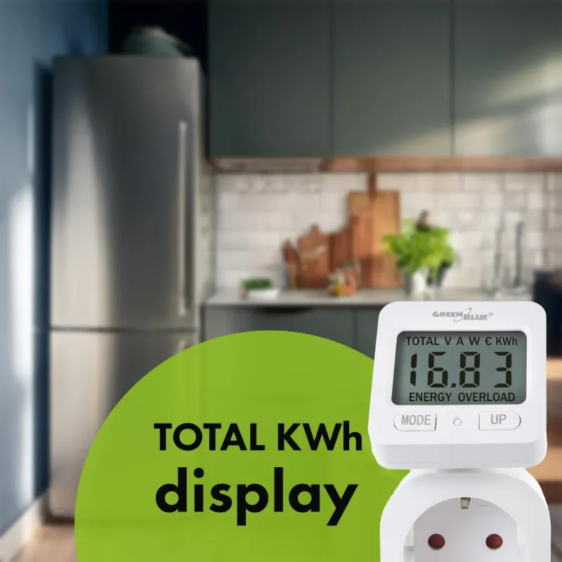 Miernik energii GreenBlue, watomierz, 16A, max. 3680W, podtrz.pamięci,