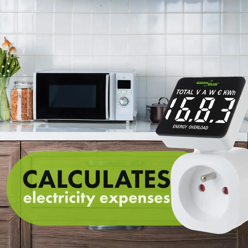 Miernik energii GreenBlue, watomierz, 16A, max. 3680W, podtrz.pamięci,