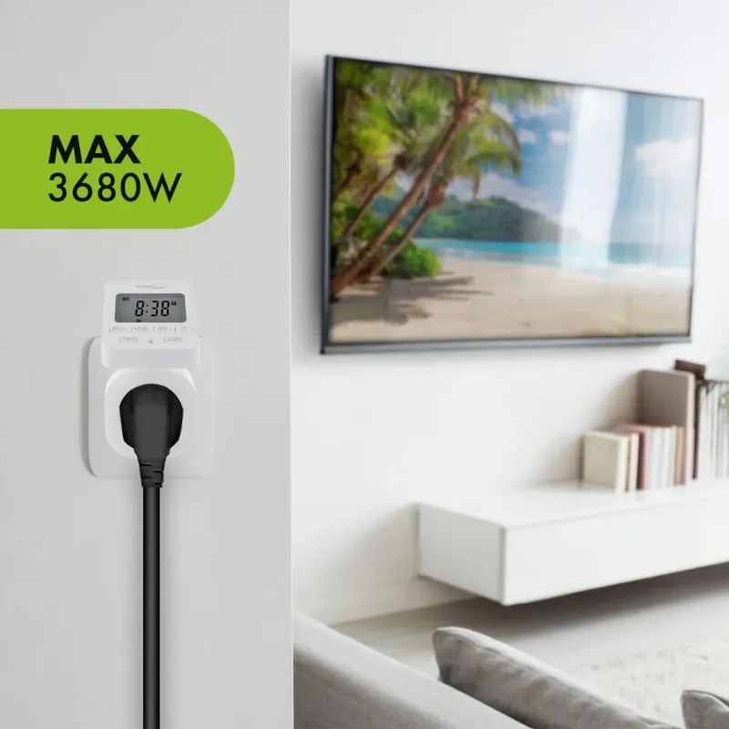 Włącznik czasowy - timer cyfrowy GreenBlue, max. obciążenie 16A, IP20,