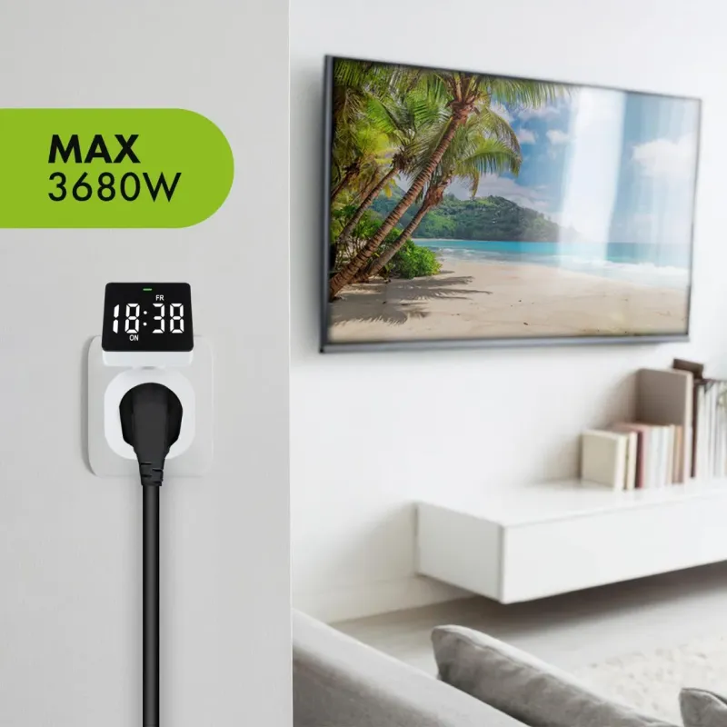 Włącznik czasowy - timer cyfrowy GreenBlue, max. obciążenie 16A, IP20,