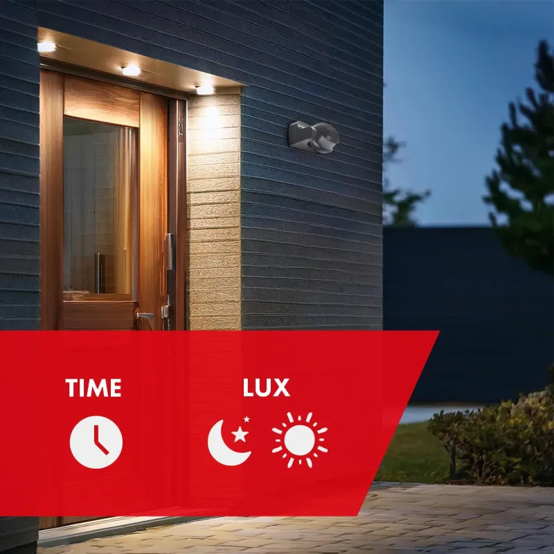 Czujnik ruchu PIR Maclean, na podczerwień, IP44, szary, zasięg 12m, max.