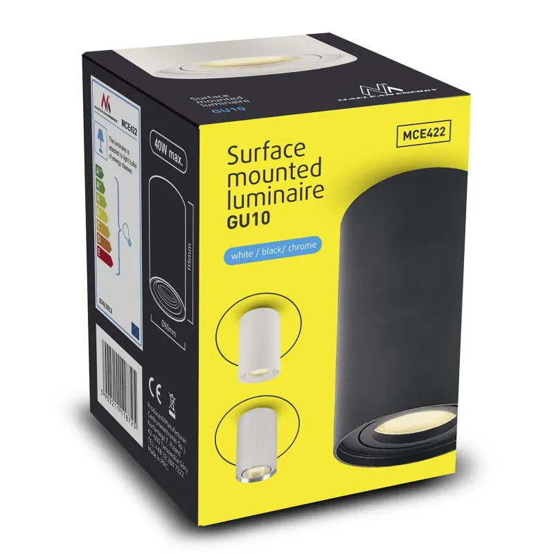 Oprawa natynkowa halogenowa Maclean GU10 MCE422 B czarna