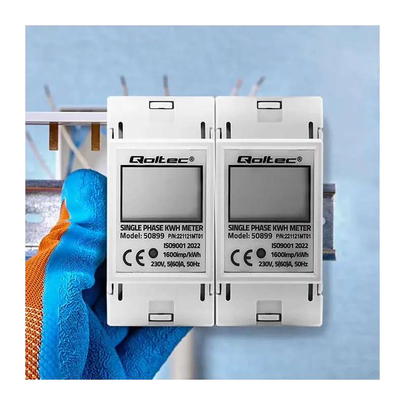Miernik zużycia energii Qoltec na szynę DIN | jednofazowy elektroniczny