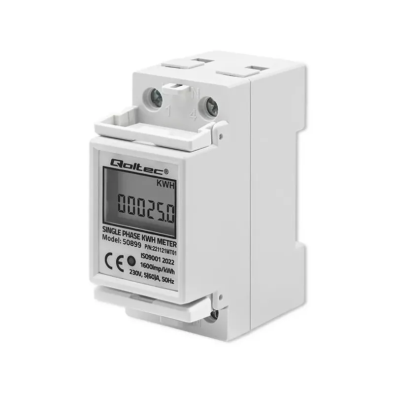 Miernik zużycia energii Qoltec na szynę DIN | jednofazowy elektroniczny